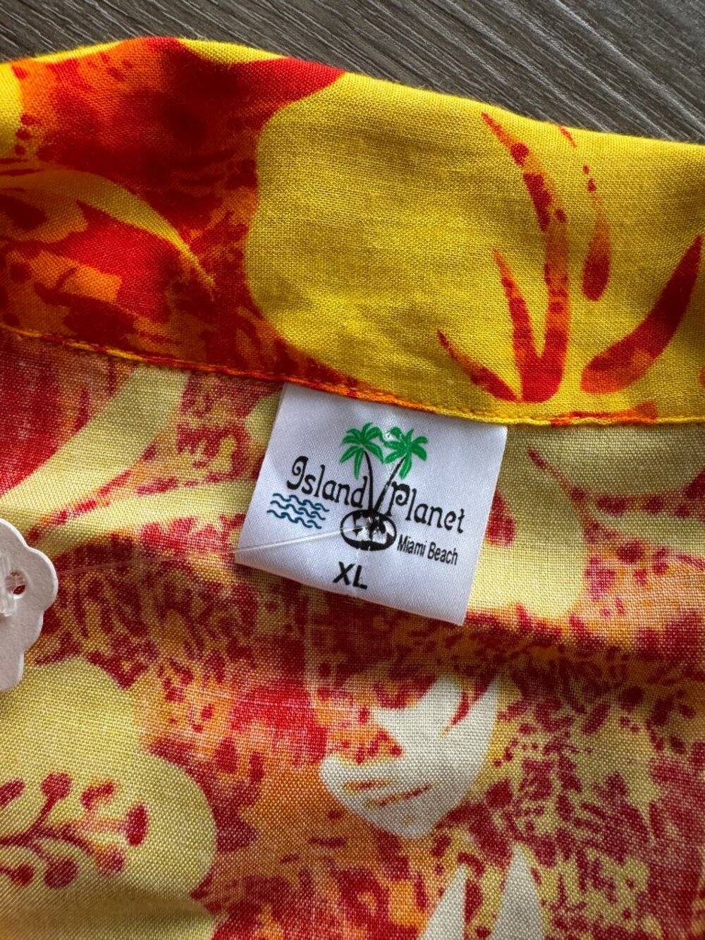 Vintage 90s Hawaiian Sleeveless Shirt | Orange Yellow Tropical Floral Camp Top - Picture 4 of 11